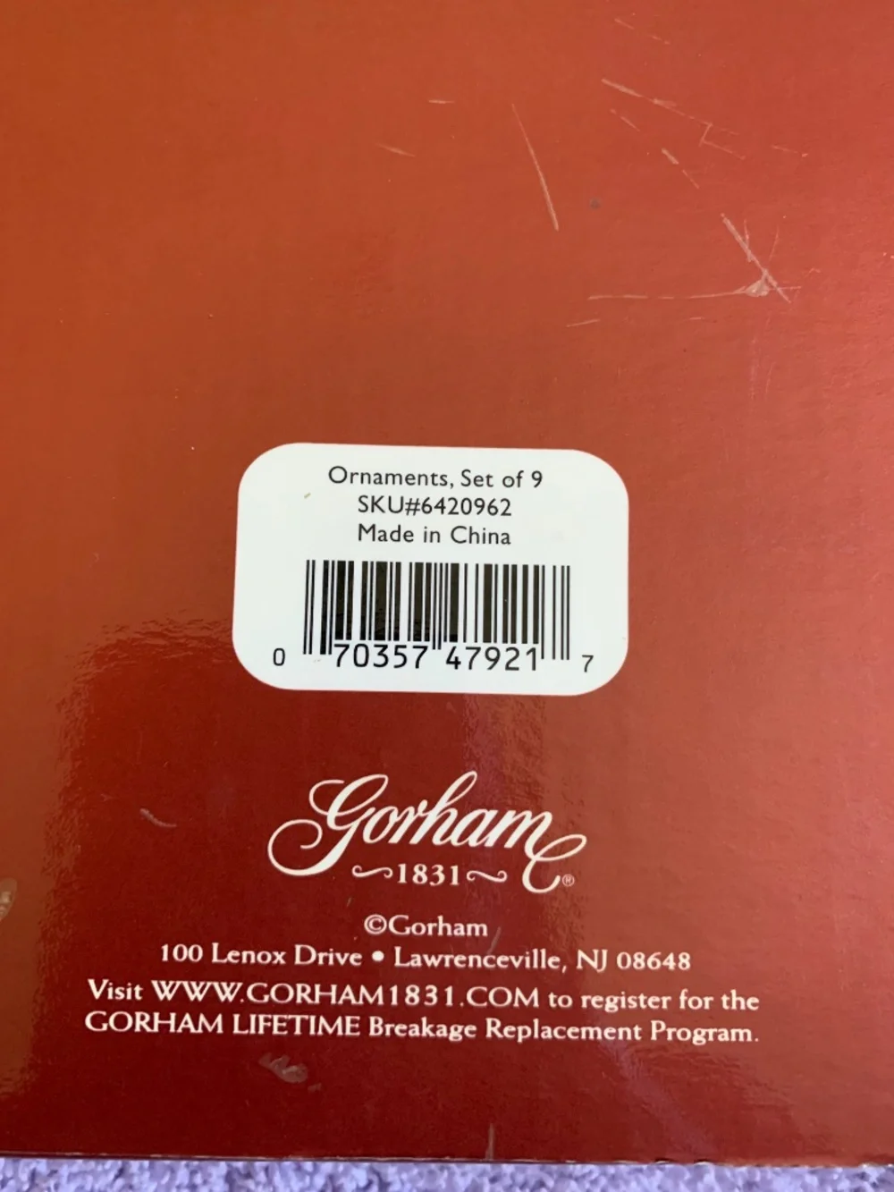 New in Box Gotham Set of 9 Silvertone Christmas Ornaments